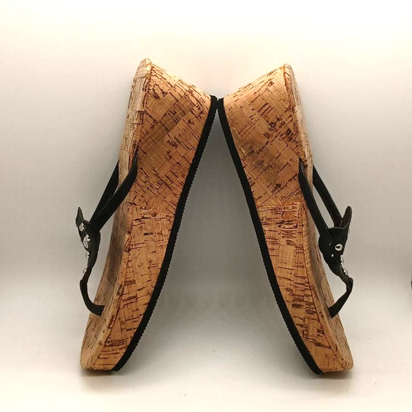 Size 7-8 Sandal Flip Flop Wedge Shoe Black with Bling Glam - Picture 3 of 10